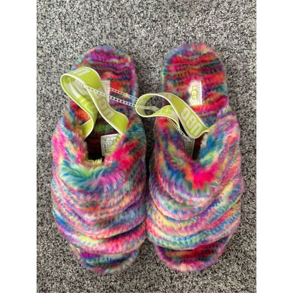 UGG Women’s Fluff Yeah Pixelate Slingback Sandals/Slippers Sz 10 - Picture 2 of 6